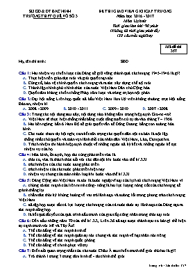 Đề thi giáo viên giỏi cấp trường Lịch sử lớp 12 - Mã đề 357 - Năm học 2016-2017 - Trường THPT Quế Võ số 3
